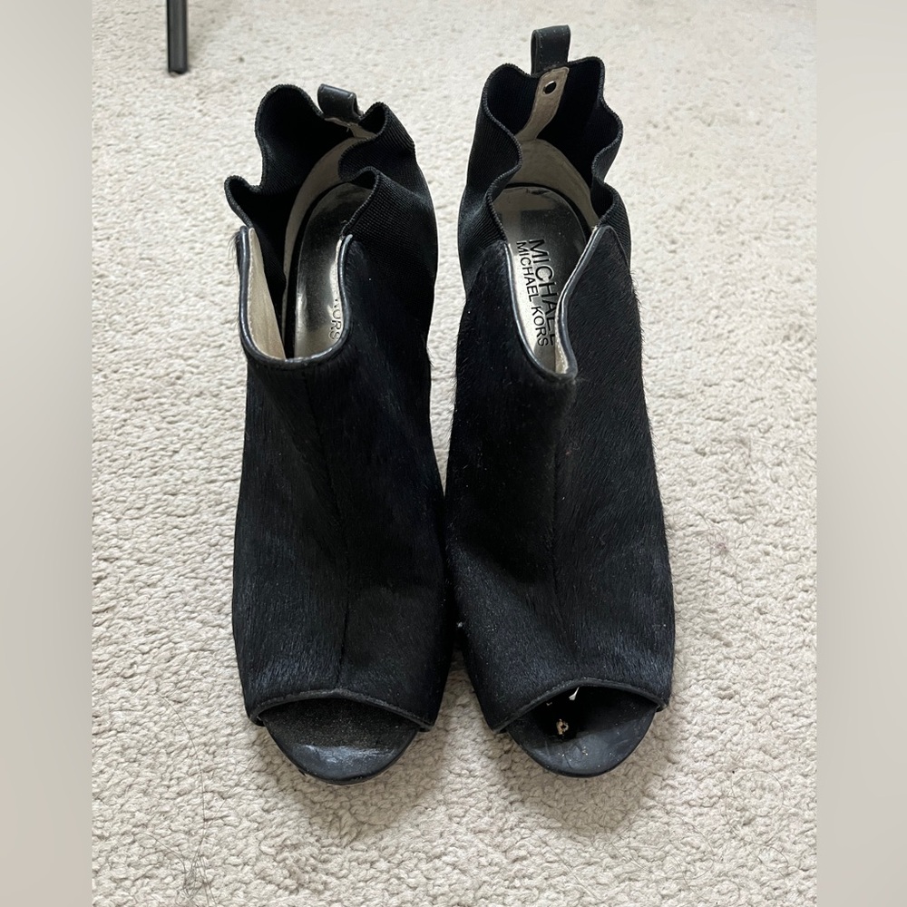 Michael Kors Black Peep-Toe Heeled Boots